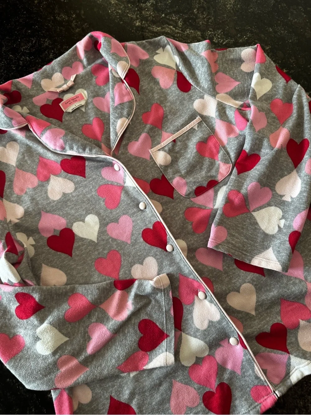 Kate Spade New York Multicolor Heart Print 2-Piece Pajama Set | Size Small